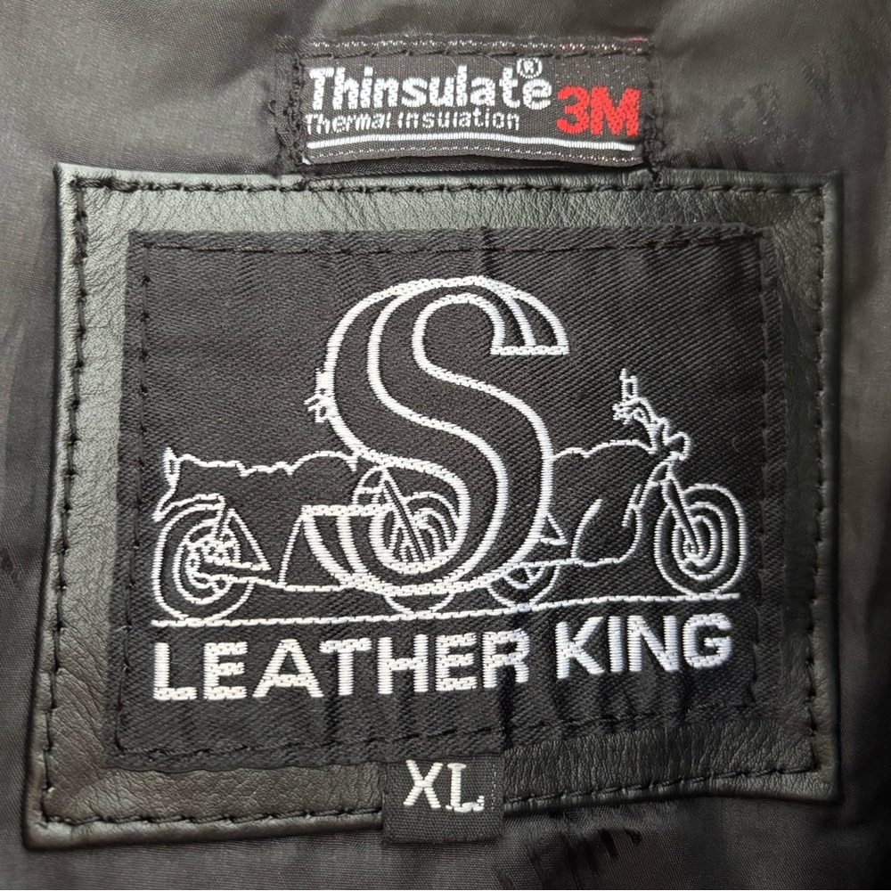 Leather King Black Studded Jacket XL w/ Thinsulate Liner - Picture 10 of 12